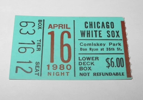 1980 Baseball Chicago White Sox vs NY Yankees Ticket 4/16 Harold Baines Rookie Cover