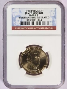 2008-P Presidential $1 James Monroe NGC - BU - Picture 1 of 4