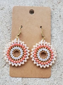 Colorful Handmade Beaded Circle Boho Earrings Thailand - Bild 1 von 1