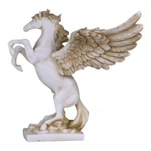 Pegasus Winged Horse Mythology Greek Statue Sculpture Cast Marble Small 5.9 in - Picture 1 of 6