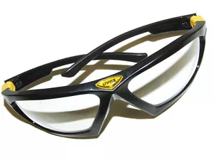 2x UVEX CLEAR GLASS, BLACK FRAME SAFETY GLASSES ATHLETIC ANTI-FOG 9185-175 - Picture 1 of 4