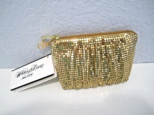 Whiting & Davis Gold Mesh Shirred Lips-Coin 3" x 5" Clutch Purse New with Tag - Picture 1 of 6