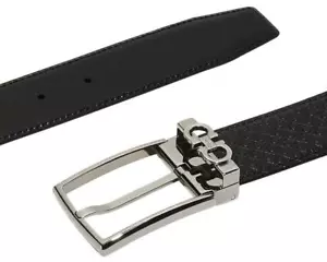 NUEVO CINTURÓN GANCINI DE CUERO NEGRO AJUSTABLE REVERSIBLE SALVATORE FERRAGAMO 100/40 - Imagen 1 de 6