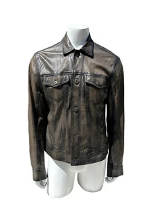 THEORY Easton leather jacket style age distressed soft men's jacket size XL used - Picture 1 of 10