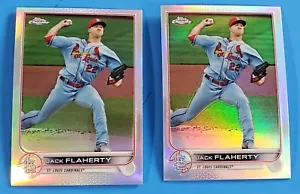 Jack Flaherty 2022 Topps Chrome ARGENTO rifrattori lotto 2 carte card #195 cardinali - Foto 1 di 3