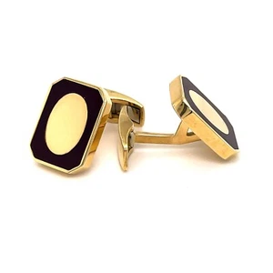 HIGH END! DESIGNER W.GERMANY BROWN ONYX BUTTON CUFFLINKS SOLID 18K YELLOW GOLD - Picture 1 of 4