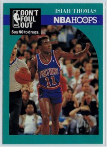 1990 NBA HOOPS BASKETBALL DON'T FOUL OUT ISIAH THOMAS #389 AUTO PISTONS HOF