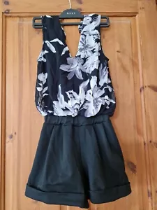 Blue Vanilla Black Floral Playsuit. Size XS. RRP £24. - Picture 1 of 5