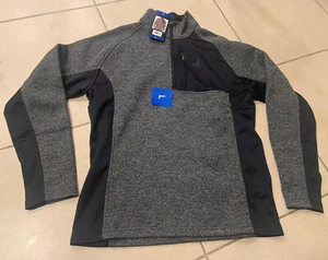 Spyder LARGE Gray Heather/Black Mens Quarter Zip Pullover NEW Knitted LARGE L - Bild 1 von 12