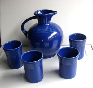 RETIRED FIESTA SAPPHIRE CARAFE & TUMBLER SET NEW - Picture 1 of 7