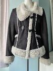 Be Beau Ladies? Brown Suede Look Faux Shearling Lightweight Jacket Size 8
