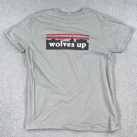 Arkansas State Red Wolves Shirt Adult Medium Ash Gray Double Sided NCAA unisex Cover