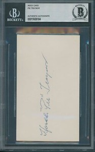 Pie Traynor Signed Index Card Beckett Authentic Autograph *6184
