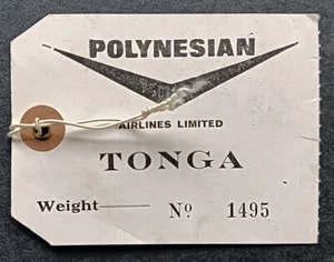 POLYNESIAN AIRLINES TO TONGA APRIL 1966 - VINTAGE BAGGAGE ( CLAIM ) TAG - Picture 1 of 2