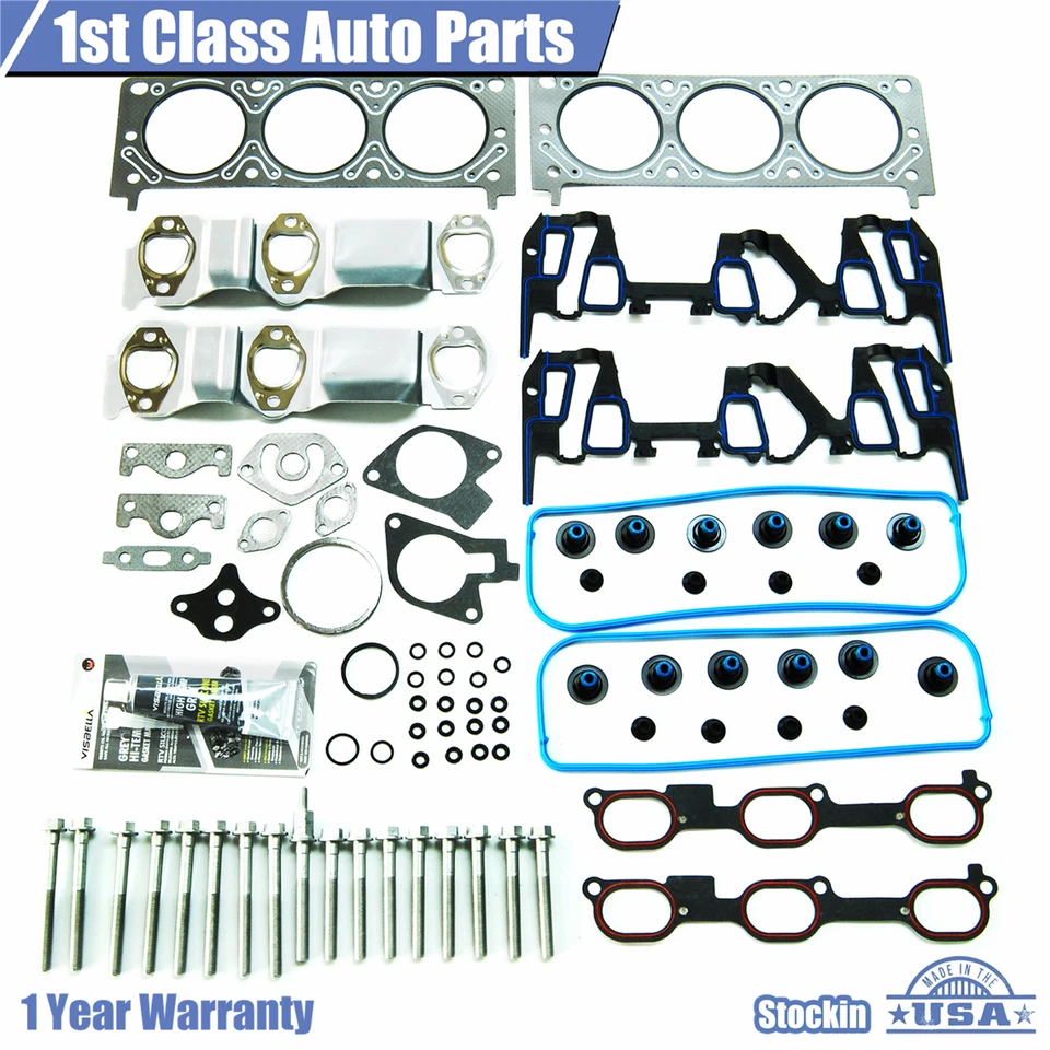 Juego de juntas de culata con pernos para Chevy Impala Venture Olds Buick Pontiac 3,4 L VIN E Foto 1 de 4