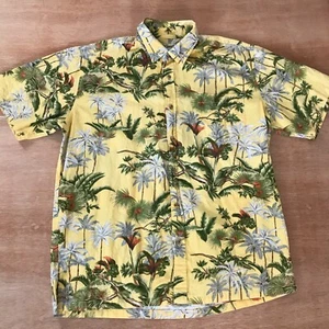 Cooke Street Hawaiian Shirt Men L Yellow Green Floral Button Up Pocket Collared - Imagen 1 de 12