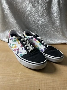 Vans Women Off the Wall Old Skool Sneaker Low Top Rainbow  Checkerboard Sz  8.5 - Picture 1 of 12