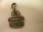 Vintage 1949 Maine 1 1/4&quot; Stamped Aluminum   DOG TAX tag DOG LICENSE tag
