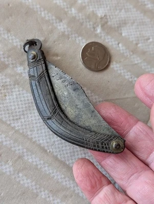 CUCHILLO PLEGABLE MARINERO PRINCIPIOS DE 1900 INSCRITO CON 1908 Foto 1 de 3