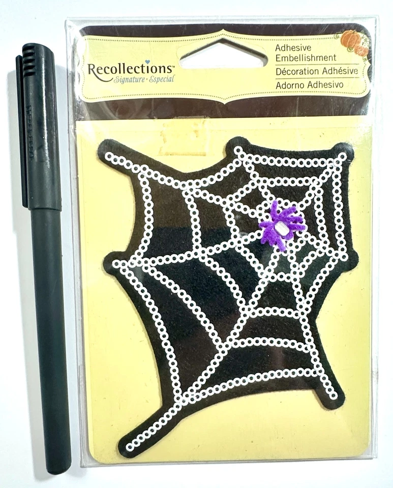 Recollections Sequined Spider Web Halloween Stickers Scrapbooking Card Making - Image 1 of 1