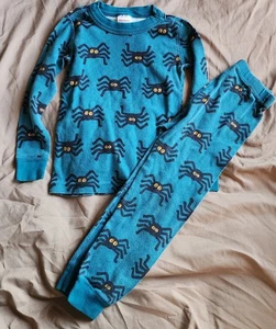 Hanna Andersson Halloween Spider Long John Pajama Set Blue Black 100 US4 - Picture 1 of 7
