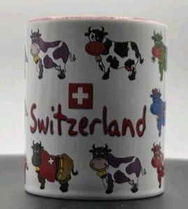 Switzerland Coffee Mug Cows And Swiss Flags - Picture 1 of 4