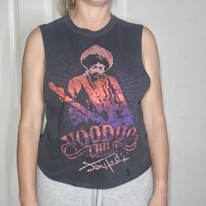 T-shirt donna super carina Jimi Hendrix voodoo bambino nera senza maniche taglia fascia S/M - Foto 1 di 7
