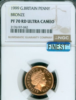 1999 GREAT BRITAIN BRONZE PENNY NGC PF70 UCAM RD MAC FINEST GRADE & SPOTLESS  . - Image 1 of 2
