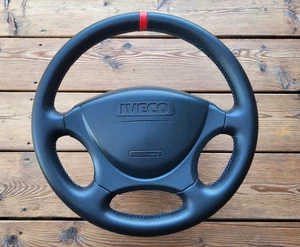 Iveco Daily V 5th IV 4th Gen. 2006-2012 NEW Black Leather Steering Wheel OEM - Picture 1 of 15