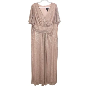 Adrianna Papell Formal Gown Metallic MESH DRAPED Rose Gold FORMAL Dress PLUS 20W - Picture 1 of 16
