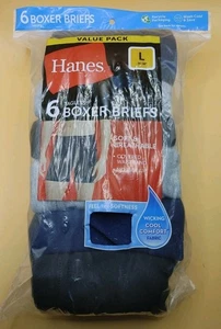 NEW Hanes Men's Comfort Soft Tagless Boxer Briefs 6 Pk Covered Waistband Size L - Picture 1 of 7