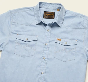 HOWLER BROS retro chambray H bar B western pearl snap shirt no iron mens XXL - Picture 1 of 15