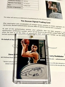 1997 Score Board Tim Duncan Rookie Autograph SP Bright Blue Auto + BGS Letter - Picture 1 of 4