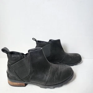 Sorel Emelie Chelsea wasserdichte Damen-Bootie schwarz Größe 7,5 zum Überziehen Knöchel - Bild 1 von 11