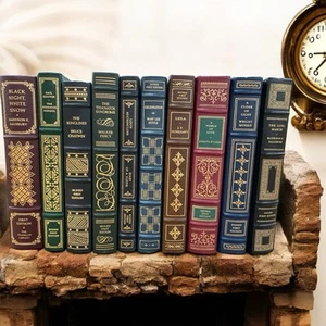 Lot of 10 Franklin Library SIGNED FIRST EDITION Full Leather Decor Staging Nice - Picture 1 of 5
