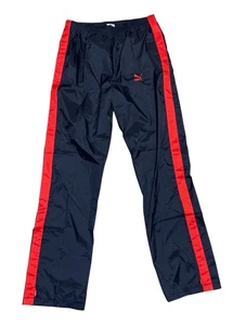 Vintage 90s Puma Mens Nylon Windbreaker Track Pants Size L Blue Red Zip Hem NWT - Picture 1 of 16
