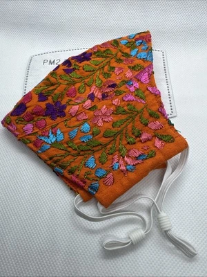 Embroidered Floral Face Mask With Filter Cubreboca Artesanal Mexican. - Image 1 of 3