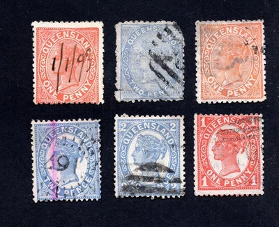 Australia, Queensland 1868-1908 group of 6 stamps used CV=14.8$ - Image 1 of 2