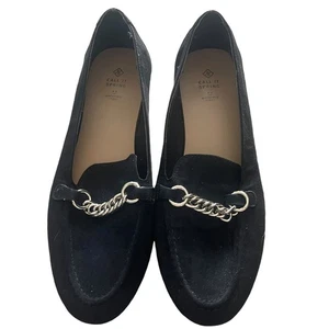 Call It Spring Norah Women's Size 10 Black Vegan Leather Chain Loafer Flats - Picture 1 of 9