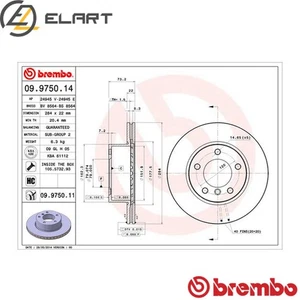 2x BRAKE DISC 09.9750.11 FOR BMW N47D20C/A M47D20 N46B20B N43B20A 2.0L N43B16 - Picture 1 of 9