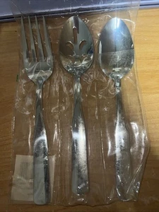Vintage Reed & Barton FIDDLER II Stainless Serving Utensils Fork Spoons - Picture 1 of 4