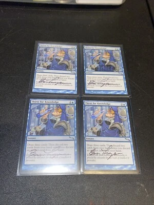 Magic The Gathering MTG 4x Play set Thirst For Knowledge Signed By Ben Thompson - Image 1 of 4