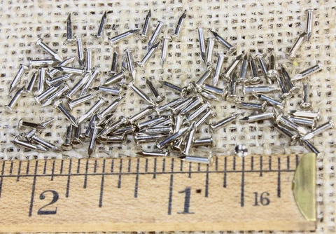 1/4” Nickel on BRASS BRADS 25 NAILS Round Head 18 gauge Escutcheon pins USA Cover
