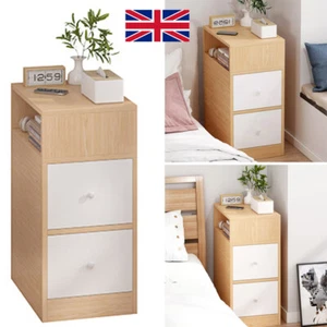 2 Drawer Wood Bedside Cabinet-Nightstand Table Bedroom Storage Furniture UK - Picture 1 of 10
