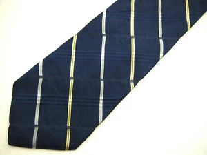 Tommy Hilfiger Mens Necktie Tie Navy Blue Yellow Grey Checkered 58" - Picture 1 of 4