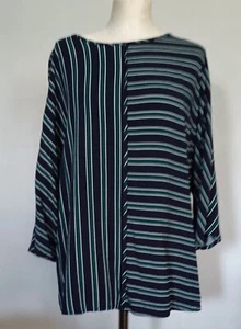 Damenshirt, Gr. 42, blau-grün gestreift, dreiviertel Arm, Bexleys - Bild 1 von 5