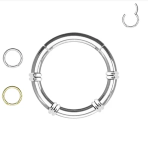 Piercing Cerchio Anello Setto Clicker Salvagente Acciaio Orecchio Naso Labbra - Foto 1 di 4