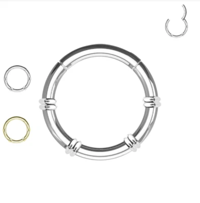 Piercing Cerchio Anello Setto Clicker Salvagente Acciaio Orecchio Naso Labbra - Immagine 1 di 2