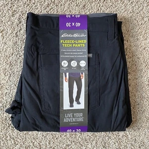 Eddie Bauer Fleece Lined Tech Pants UPF 50+ Sun Protection Water Repellent 40x30 - Foto 1 di 6