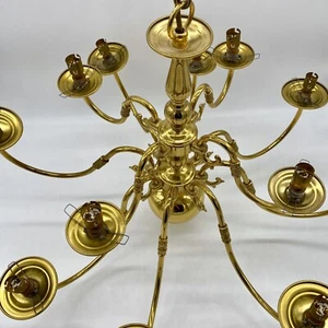 Vintage Gold Messing Stil großer 12 armiger Messing Deckenleuchter getestet + funktioniert - Bild 1 von 15